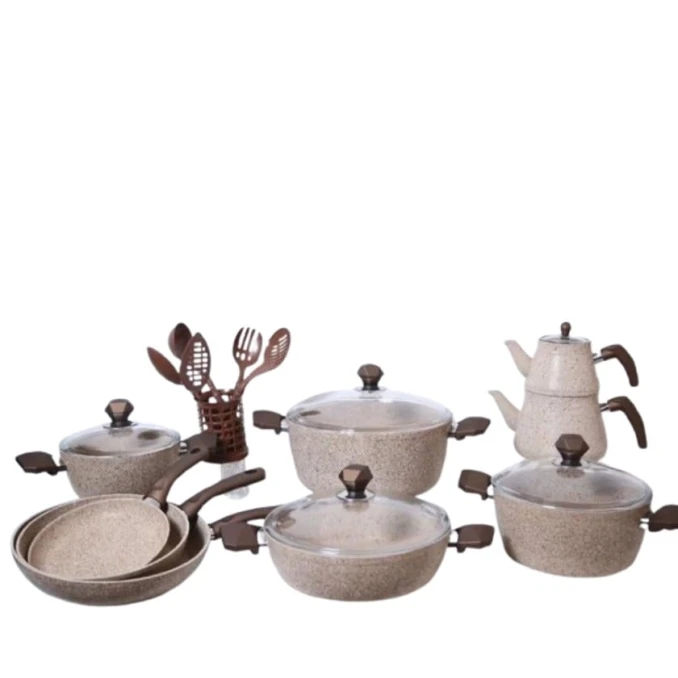 Набор посуды, гранит, коричневый, 26 предметов, набор ложек из 6 предметов, 2 перчатки, фартук, 20/24/28/30 см Набор посуды, гранит, коричневый, 26 предметов, набор ложек из 6 предметов, 2 перчатки, фартук, 20/24/28/30 см