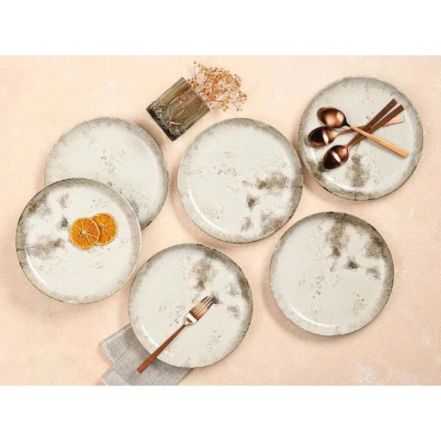 Десертный сервиз Porland Re-gen Salda, белый/коричневый, 21 см, 6 персон, 6 предметов Десертный сервиз Porland Re-gen Salda, белый/коричневый, 21 см, 6 персон, 6 предметов