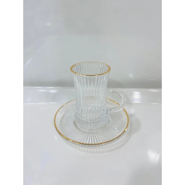 Набор стеклянных емкостей Армуду 6 стаканов 6 блюдец 6921-714 Набор стеклянных емкостей Армуду 6 стаканов 6 блюдец 6921-714