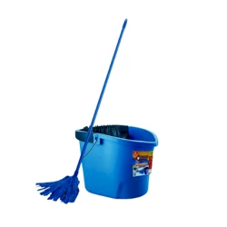 Döşəmə yuma dəsti Macromax Easy, lif süpürgə + vedrə, mavi