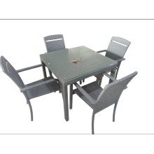 Bağ üçün mebel dəsti Zili Rattan ZR0075, boz, masa 90x90 sm, stul 54x95 sm