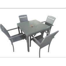 Bağ üçün mebel dəsti Zili Rattan ZR0075, boz, masa 90x90 sm, stul 54x95 sm