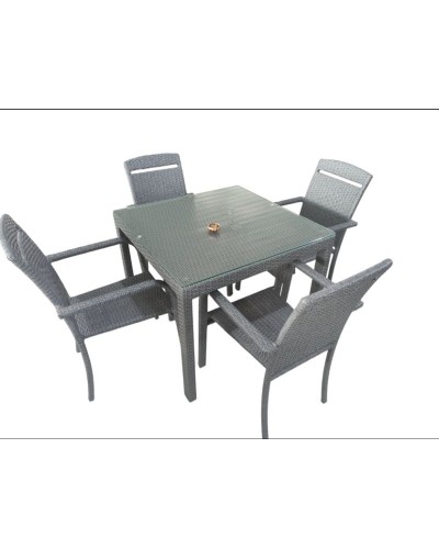 Bağ üçün mebel dəsti Zili Rattan ZR0075, boz, masa 90x90 sm, stul 54x95 sm