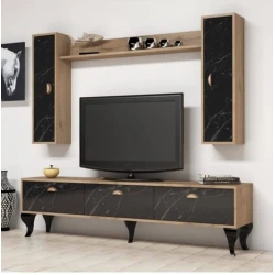 Тумба под ТВ 021, ЛДСП, коричневая/черная Тумба под ТВ 021, ЛДСП, коричневая/черная