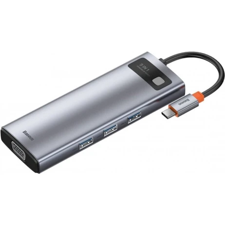 USB HUB Baseus Metal Gleam Series 9-in-1 Type-C Gray (CAHUB-CU0G)