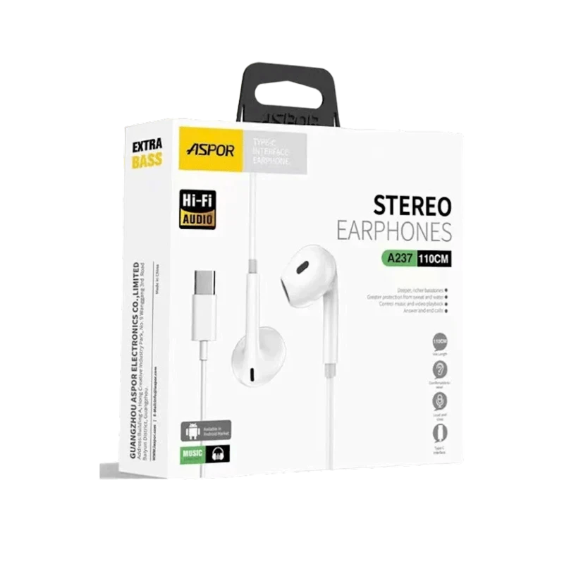 Проводные наушники Aspor A237 White