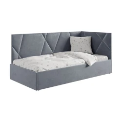 Односпальная кровать Art_tek_yataq 46, ламинат/текстиль, серая, 200x85x90 см