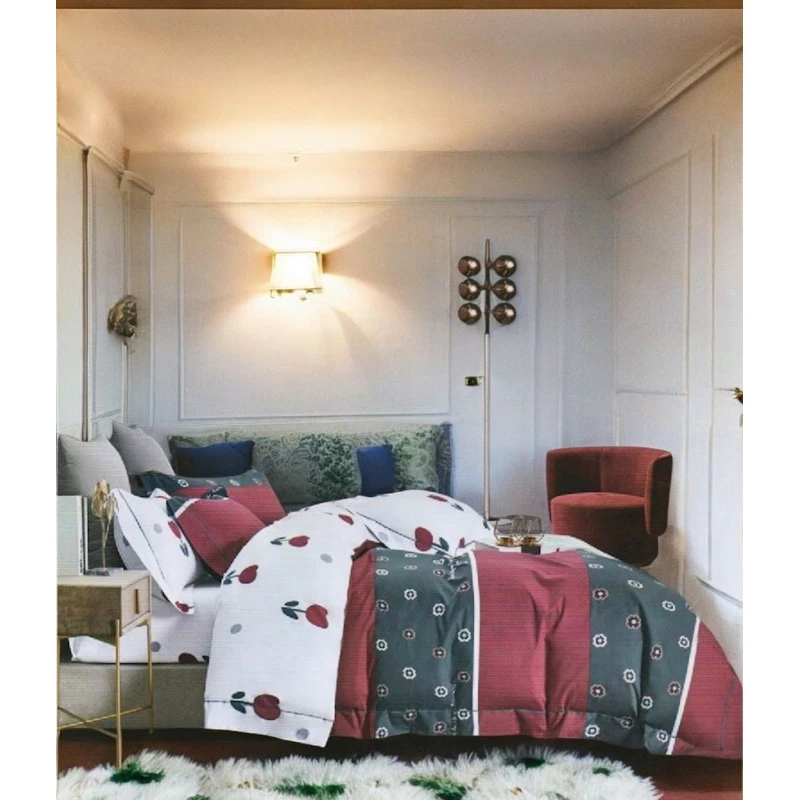 Комплект постельного белья Luxe Cotton Lu-xe-000264, пододеяльник 160х200 см, наволочка 50х70 см, двуспальный, сатин, разноцветный