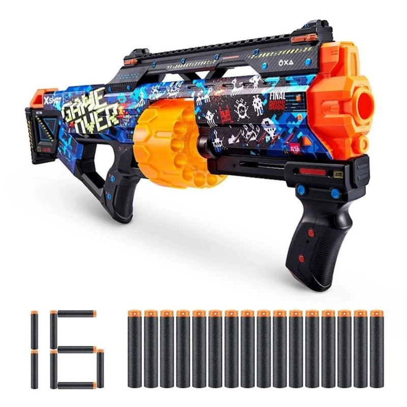 Бластер Zuru X-Shot Skins Last Stand Game Over, 16 дротиков, 8+, разноцветный Бластер Zuru X-Shot Skins Last Stand Game Over, 16 дротиков, 8+, разноцветный
