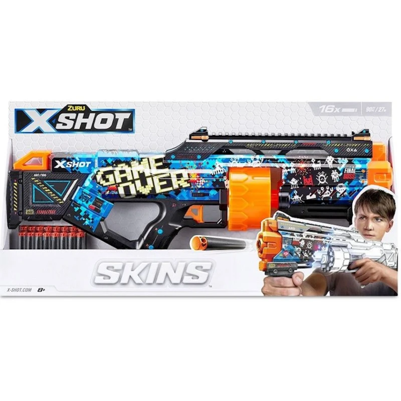 Бластер Zuru X-Shot Skins Last Stand Game Over, 16 дротиков, 8+, разноцветный Бластер Zuru X-Shot Skins Last Stand Game Over, 16 дротиков, 8+, разноцветный