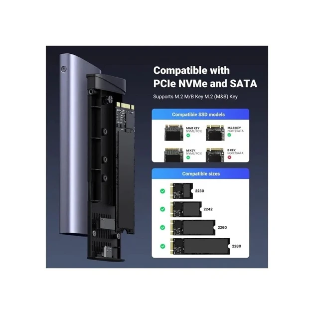 Корпус для SSD Ugreen CM767 (M.2 NVMe and SATA)