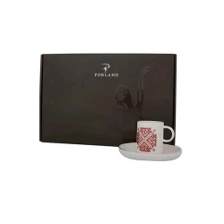 Набор кофейный Porland Arabesque 04ALM006540, фарфор, 12 предметов, на 6 персон, белый/красный, 85 мл