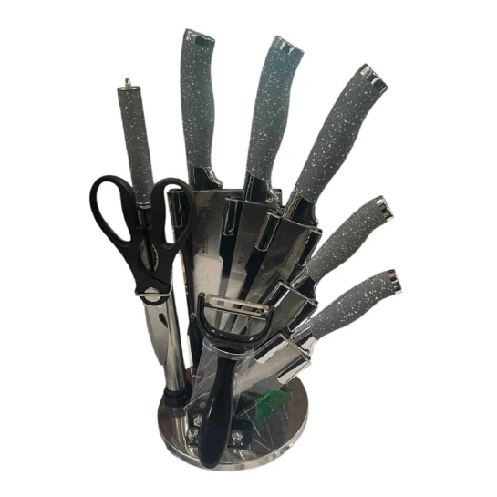 Mətbəx bıçaqları dəsti, metal, boz, 9 parça