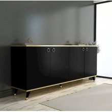 Komod 180x90x45 sm, laminat, qara/qızılı