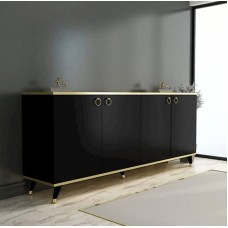 Komod 180x90x45 sm, laminat, qara/qızılı