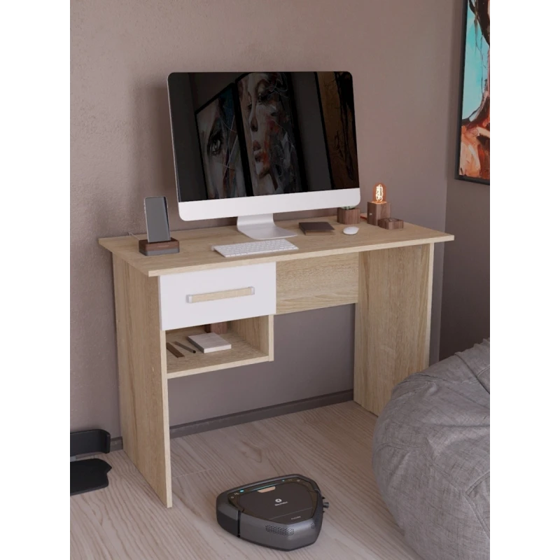 Письменный стол Letta 75x50x104 см, 2 полки, ЛДСП, коричневый Письменный стол Letta 75x50x104 см, 2 полки, ЛДСП, коричневый