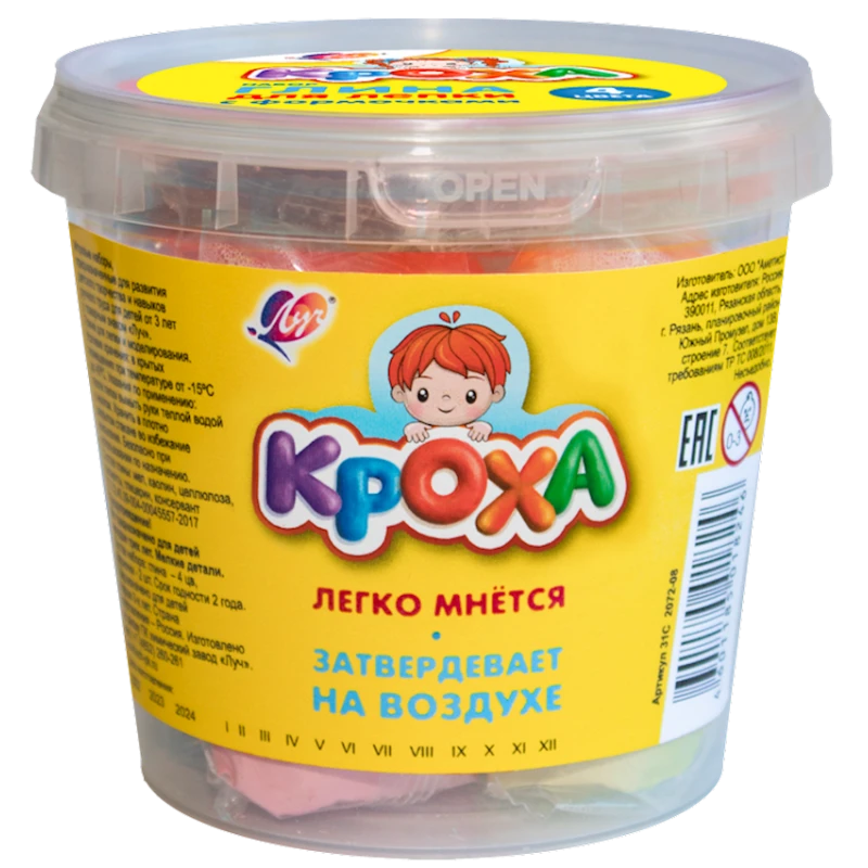 Глина для лепки Луч Кроха, 4 цвета Глина для лепки Луч Кроха, 4 цвета