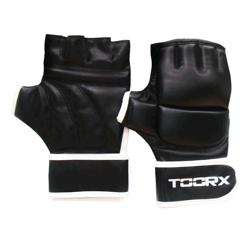 Перчатки для смешанных единоборств Toorx Cougar BOT-012, черный/белый Перчатки для смешанных единоборств Toorx Cougar BOT-012, черный/белый
