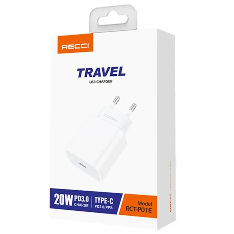 Сетевое зарядное устройство Recci RCT-P01E Type-C 20W White