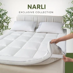 Топ матрас Narlı 000730 противоаллергенный, 160x200 см, бамбук, белый