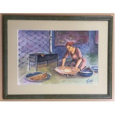Rəsm Azərbaycanın zəhmətkeş qadınları, akvarel, 50x38 sm (inceart007)