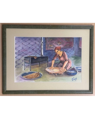 Rəsm Azərbaycanın zəhmətkeş qadınları, akvarel, 50x38 sm (inceart007)