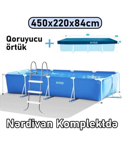 Hovuz Intex 7127TX28273NC, karkas, həcm 7127 l, göy, 450x220x84 - 7127TX28273NC
