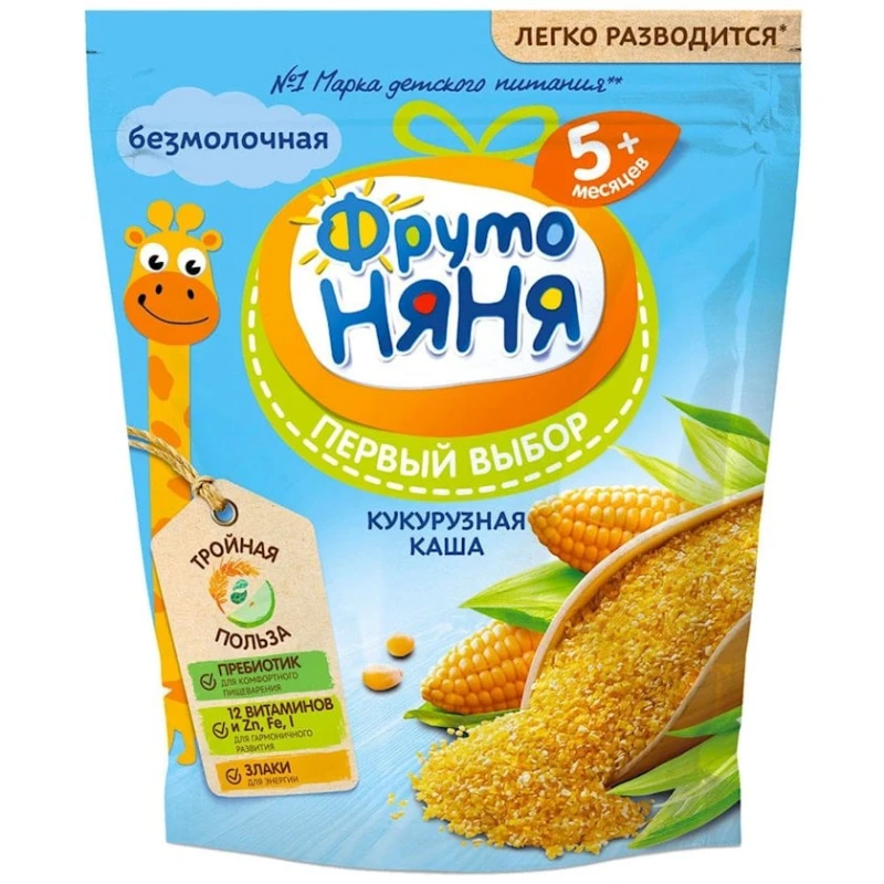 Безмолочная кукурузная каша ФрутоНяня, 5+ месяцев, 200 г Безмолочная кукурузная каша ФрутоНяня, 5+ месяцев, 200 г