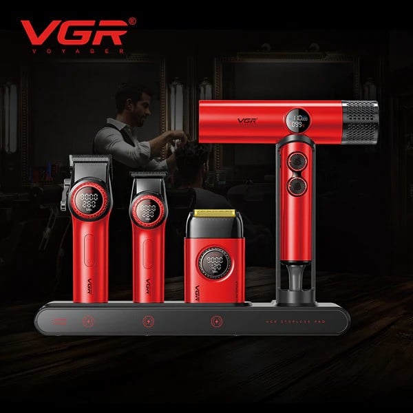 Набор для стрижки VGR Mr. SUPER POWER RAX.007 Stepless Pro 4-in-1 Red Набор для стрижки VGR Mr. SUPER POWER RAX.007 Stepless Pro 4-in-1 Red