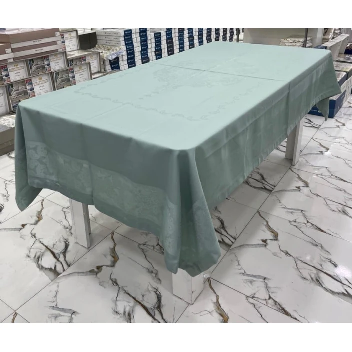 Скатерть MiraNova FS-683, прямоугольная, тефлоновая, зеленая, 160x350 см Скатерть MiraNova FS-683, прямоугольная, тефлоновая, зеленая, 160x350 см