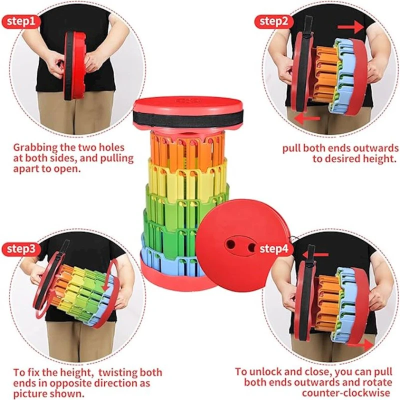 Yığılan taburet Trapsline Rainbow Red, 45x25x9.6 sm