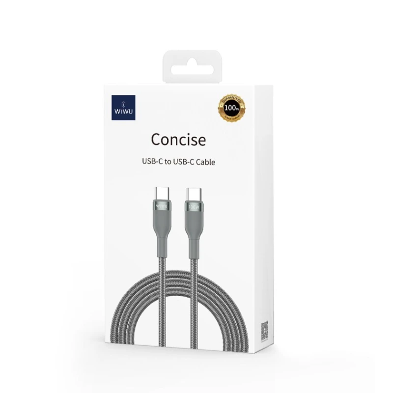 Kabel USB Wiwu Wi-C017 Concise Serisi Type-C to Type-C PD Data Kablo 100W 2M Grey