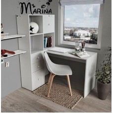 Kompüter masası Marina 3563_M25ButtonWhite, LDSP, ağ, 149.6x50x160.01 sm