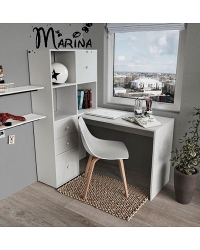 Kompüter masası Marina 3563_M25ButtonWhite, LDSP, ağ, 149.6x50x160.01 sm