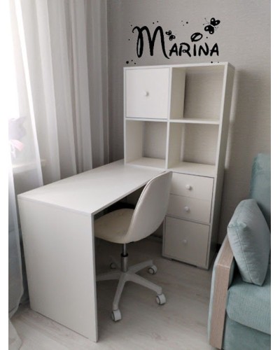 Kompüter masası Marina 3563_M25ButtonWhite, LDSP, ağ, 149.6x50x160.01 sm