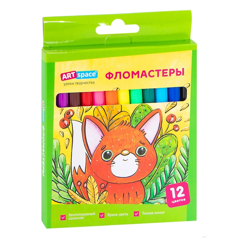 Набор фломастеров ArtSpace Милые зверушки, 12 цветов Набор фломастеров ArtSpace Милые зверушки, 12 цветов