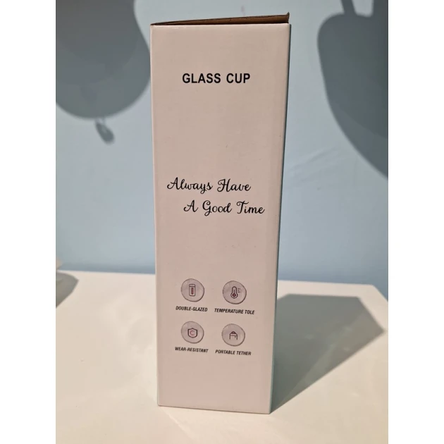 Стеклянный термос, желтый/розовый