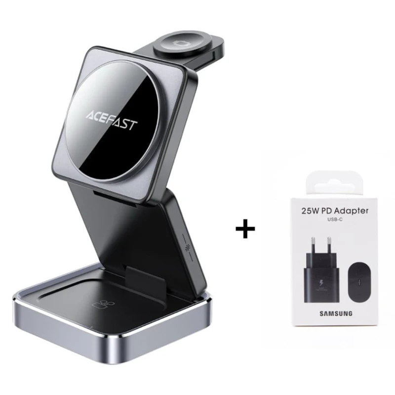 Беспроводной внешний аккумулятор Acefast E20 Wireless Desktop черный + внешний аккумулятор Samsung PD25W черный в подарок Беспроводной внешний аккумулятор Acefast E20 Wireless Desktop черный + внешний аккумулятор Samsung PD25W черный в подарок