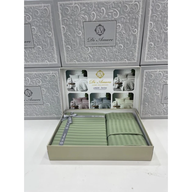 Комплект постельного белья MiraNova FS-598, простыня 250х250 см, пододеяльник 200х220 см, наволочки 50х70 см, двуспальный, хлопок, зеленый