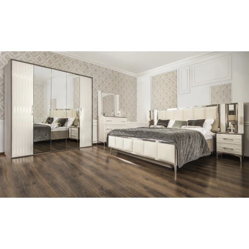 Набор мебели для спальни Era Mebel Gravita, кремовый (шкаф 233x59x221 см, кровать 199x209x119.5 см, прикроватная тумба 52x49.5x58 см, комод 150x50.2x76.5 см, зеркало 116х95 см) Набор мебели для спальни Era Mebel Gravita, кремовый (шкаф 233x59x221 см, кровать 199x209x119.5 см, прикроватная тумба 52x49.5x58 см, комод 150x50.2x76.5 см, зеркало 116х95 см)