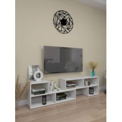 TV üçün tumba 3563_StellajTvLongWhite, 110x50x32.5 sm, LDSP, ağ TV üçün tumba 3563_StellajTvLongWhite, 110x50x32.5 sm, LDSP, ağ