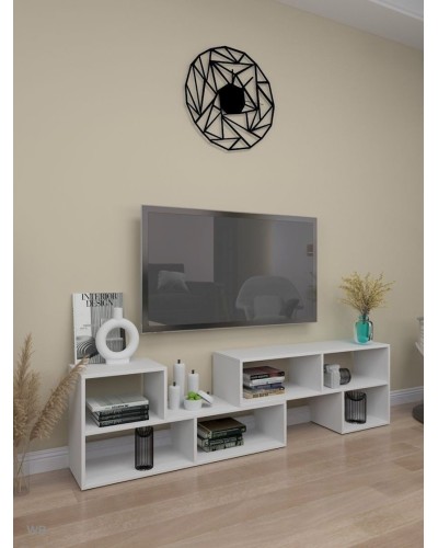 TV üçün tumba 3563_StellajTvLongWhite, 110x50x32.5 sm, LDSP, ağ