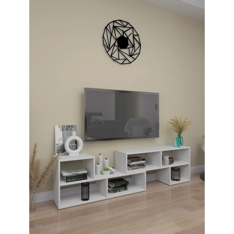TV üçün tumba 3563_StellajTvLongWhite, 110x50x32.5 sm, LDSP, ağ TV üçün tumba 3563_StellajTvLongWhite, 110x50x32.5 sm, LDSP, ağ