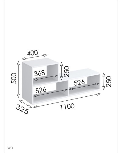 TV üçün tumba 3563_StellajTvLongWhite, 110x50x32.5 sm, LDSP, ağ