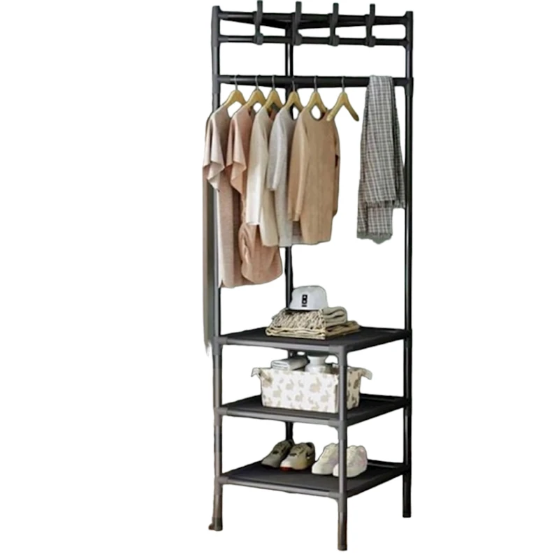 Вешалка с полками MA-GH324, черная, 43x43x178 см Вешалка с полками MA-GH324, черная, 43x43x178 см