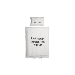 Комплект детского постельного белья Elodie Change the World, наволочка 35х55, пододеяльник 100х130, перкаль, белый