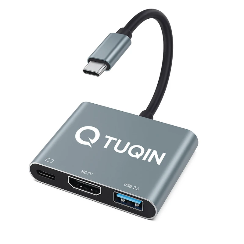 USB HUB Tuqin HB03 3-in-1 USB-C 4K Multifunction Metal Gray USB HUB Tuqin HB03 3-in-1 USB-C 4K Multifunction Metal Gray
