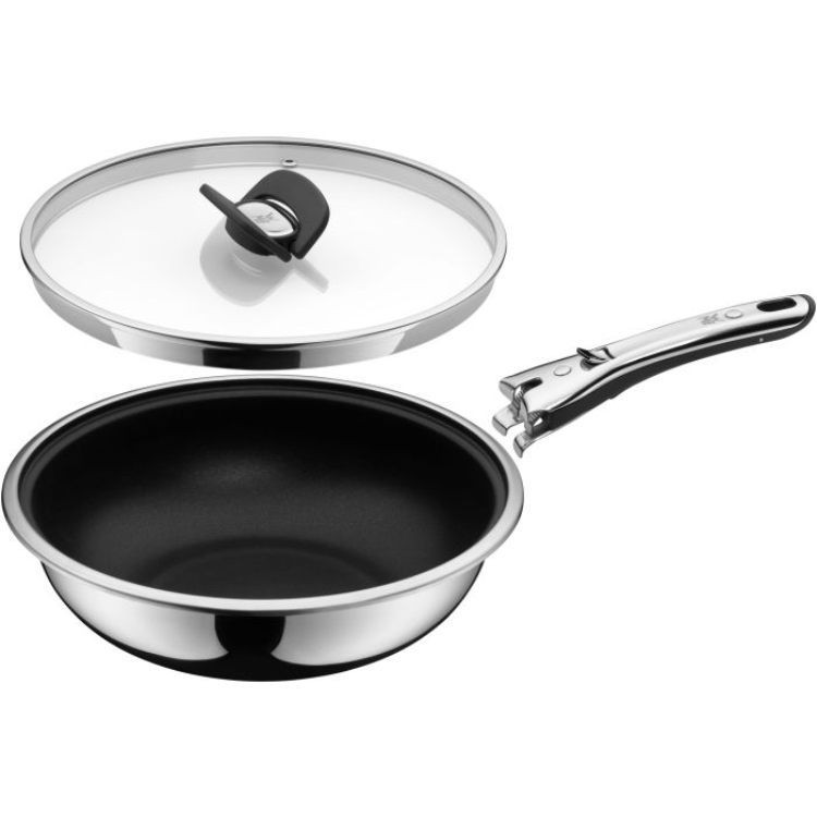 Сковорода-вок WMF Click&Serve, нержавеющая сталь, серебристая/черная, 26 см Сковорода-вок WMF Click&Serve, нержавеющая сталь, серебристая/черная, 26 см