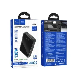 Xarici akkumulyator Hoco Q30A 20000mAh 130W Black və hədiyyə Borofone BX51 cable Type-C To Lightning White
