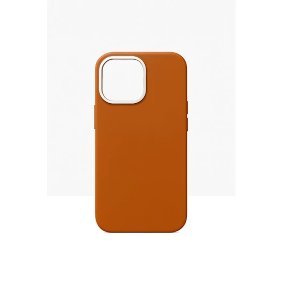 Telefon üçün çexol MagSafe ilə Leather Case iPhone 16 Pro Max Orange